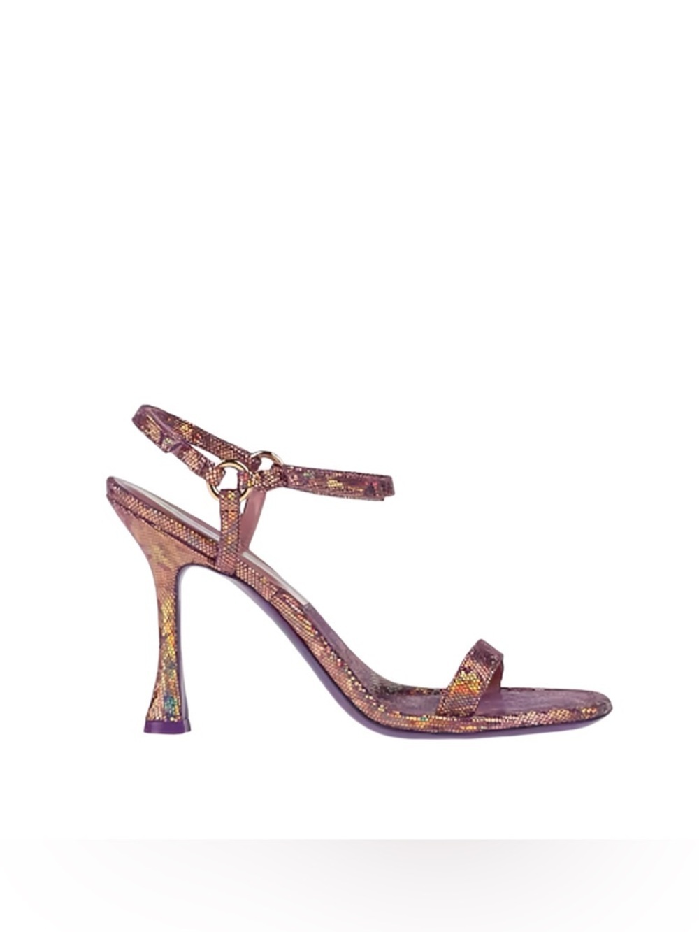 BY FAR Pink Holographic Leather Strappy Heels EU 39 US 8.5
